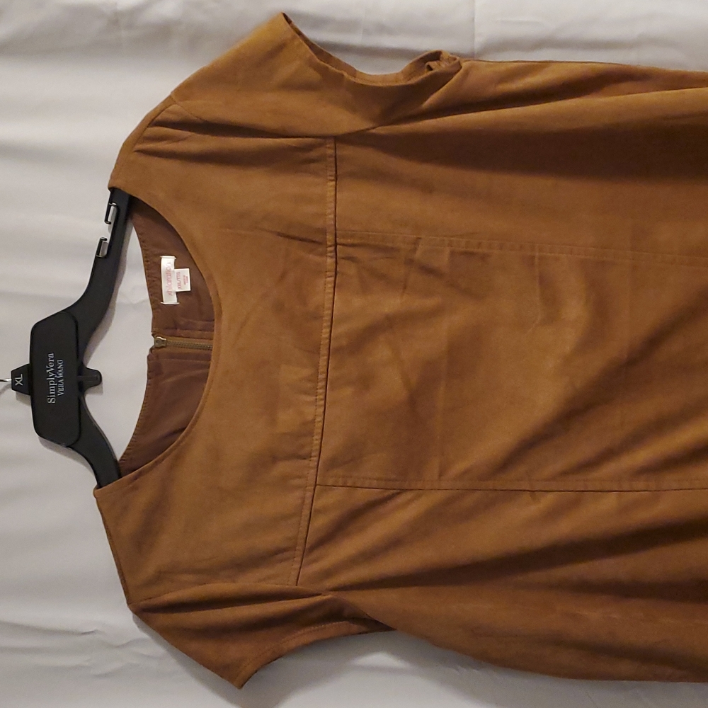 Faux suede midi dress